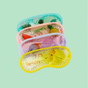 Reusable gel bead eye masks in fruit designs for cooling and soothing relief