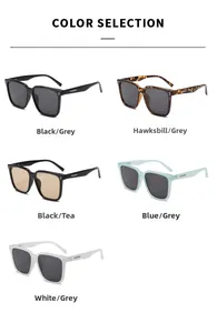 Présentation de cinq coloris de lunettes de soleil carrées surdimensionnées avec montures