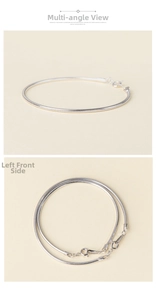 Detailed close-up showing the smooth weave and lobster clasp of the S925 silver snake chain