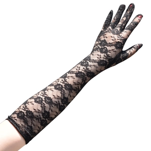 Long Lace Gloves Elegant Floral Jacquard Breathable UV Sun Protection Wedding Evening Party Retro Style Women Full Finger