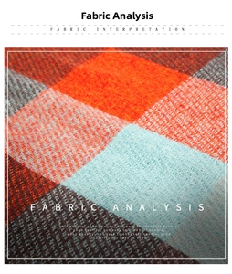 Gros plan sur un tissu d'écharpe à carreaux doux avec des motifs orange et bleu brossés