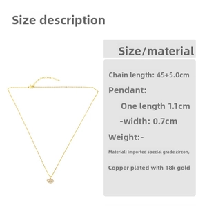 Detail of 18K gold-plated copper Evil Eye pendant necklace with premium zircons