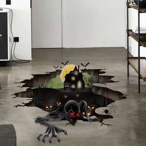 Halloween 3D Wall Stickers PVC Spooky Monster Haunted House Pumpkin Floor Decals Removable Home Party Decor