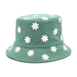 Chapeau Bob Femme Imprimé Marguerite Coton Protection Solaire Large Bord Réversible Mode Extérieur Pêcheur
