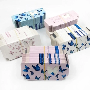 Rectangle butterfly window eyelash boxes in multiple colors and stacked display