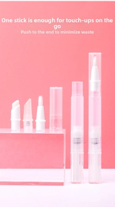 Macro detail of various applicator heads for portable twist-up refillable pens
