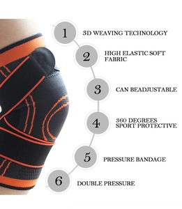 Détail de la genouillère de sport en tricot 3D avec sangles de compression réglables