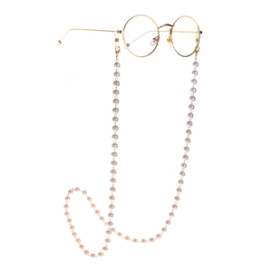 Golden 4-10mm pearl eyewear chain for sunglasses with elegant hanging metallic link straps