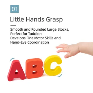 Large wooden alphabet blocks for early learning with smooth edges and easy-grip design