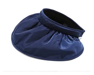 Detail view of navy blue sun hat showing waterproof fabric pleats and breathable inner mesh