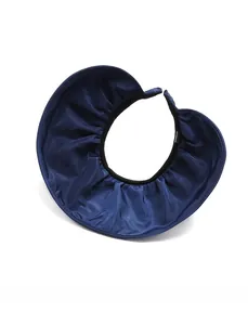 Detailed interior view of a wide brim navy blue sun hat with premium pleated fabric texture