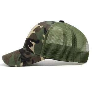 Tactical camouflage baseball cap with breathable mesh and adjustable strap for sun protection
