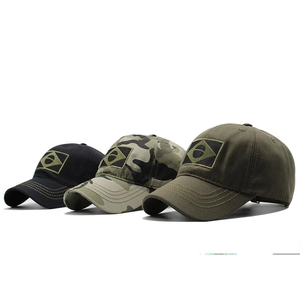 Mens tactical baseball cap set with Brazil flag patch in black, camo and olive green
