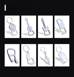 Matrix display of creative zinc alloy metal keychains with integrated bottle opener functions