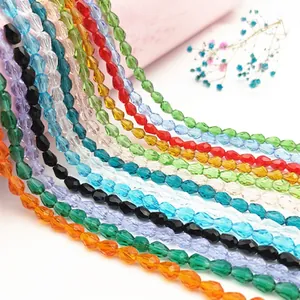 Faceted crystal glass teardrop beads in multiple colors for DIY jewelry making and crafts