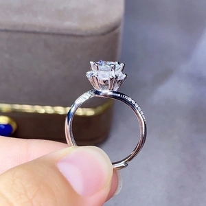 Elegant snowflake cluster silver ring with multi-stone diamond pavé band for women
