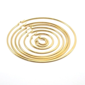 Stainless Steel Hoop Earrings Gold Plated Round Circular French Retro Trendy Minimalist Fashion Jewelry For Women