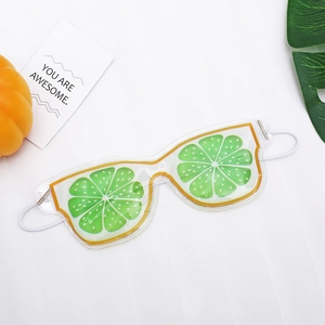 Lemon print gel sleep eye mask for cold and heat therapy with adjustable elastic strap