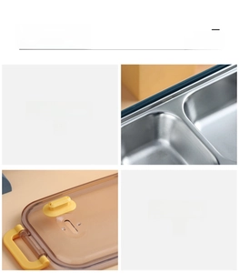 Detail view of 304 stainless steel lunch box liner with ventilation valve and handle