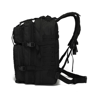 Tactical 3P outdoor backpack in black nylon with MOLLE system and multi-layer storage