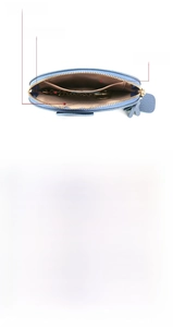 Detail view of leather coin purse interior with card slot and key positions