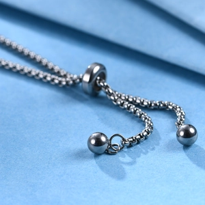 Adjustable 10mm pearl stainless steel box chain bracelet with slider clasp for women