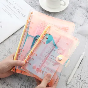 Creative holographic A5 and A6 loose-leaf PVC notebooks with metal binders and snap closure