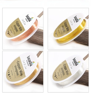 Detailed comparison of 0.3mm copper wires in rose gold, gold, light gold and silver finishes