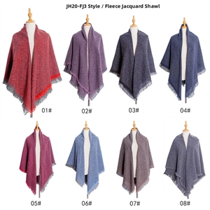 Thick mélange knit square scarves with fringes in eight assorted colors for autumn and winter