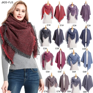 Thick knitted tassel shawl wrap scarf displayed in eight different solid color options