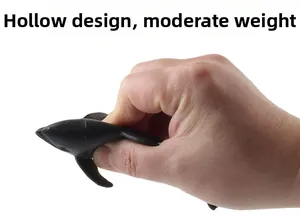 Detail showing the hollow design and flexible material of this realistic marine animal toy