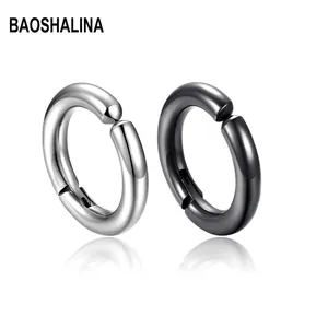Minimalist Round Hoop Earrings 304 Stainless Steel Non Pierced Ear Clips Polished Punk Jewelry Unisex