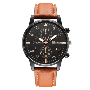 Montre À Quartz Homme Affaires Ultra Mince Minimaliste Cadran Rond Boîtier Alliage Bracelet Cuir PU Mode Décontractée