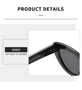 Detailed close-up of high-quality sunglasses metal hinge and printed T7709 model specs