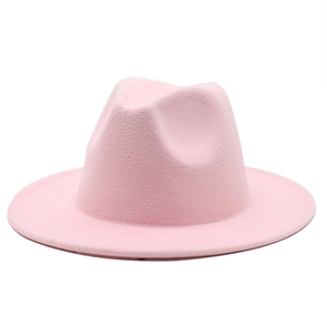 Minimalistischer rosa Filzhut mit breiter Krempe und klassischem Jazz-Stil für Erwachsene