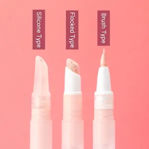Portable vacuum pen applicator with silicone, flocked, and brush tips for liquid makeup