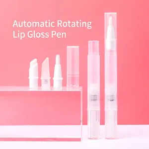 Empty Refillable Cosmetic Twist Pen Foundation Lip Gloss Serum With Brush Silicone Tip Plastic Transparent Travel Portable