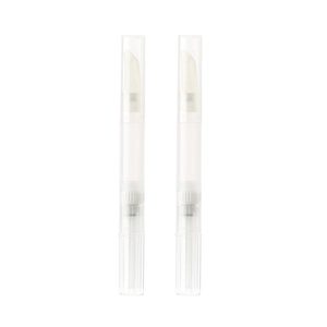 Portable 2-piece set of transparent rotary vacuum pens with soft white brush tips
