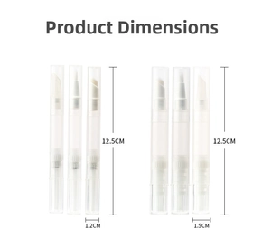Size guide for portable cosmetic pens: 12.5cm height with 1.2cm and 1.5cm diameters