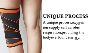 Détail de la genouillère de sport avec sangles de compression croisées et maintien