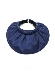Top view of navy blue sun visor showing premium pleated texture and sturdy open top design