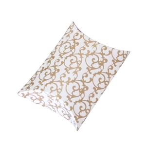 White and gold floral pillow candy box for European weddings and gift packaging