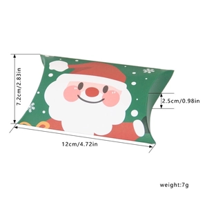 European Christmas pillow candy box with Santa Claus illustration and dimension marks