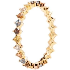 Sparkling S925 silver eternity ring with colorful cubic zirconia and gold plating