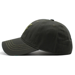 Outdoor sports dark olive green camouflage baseball cap with embroidery and curved brim