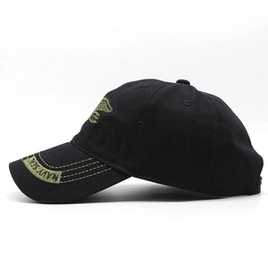 Casquette de baseball noire en toile avec broderie Navy Seal verte et emblème d'aigle