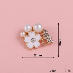 Elegante accessorio floreale in oro con perle e strass per decorazione cover fai-da-te