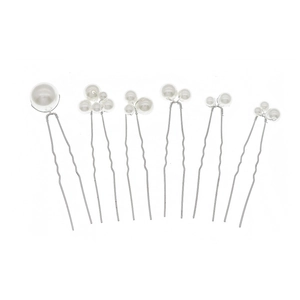 Elegant 6-piece silver pearl hair pin set for women, minimalist wedding hair accessories