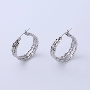 Triple Layer Twisted Hoop Earrings 316L Stainless Steel High Polished Minimalist Fashion Jewelry For Women