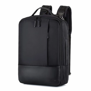 Business laptop backpack with combination lock and reinforced handles on white background